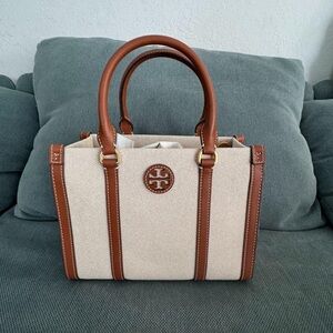 Tory Burch Cream and Brown Tote Bag